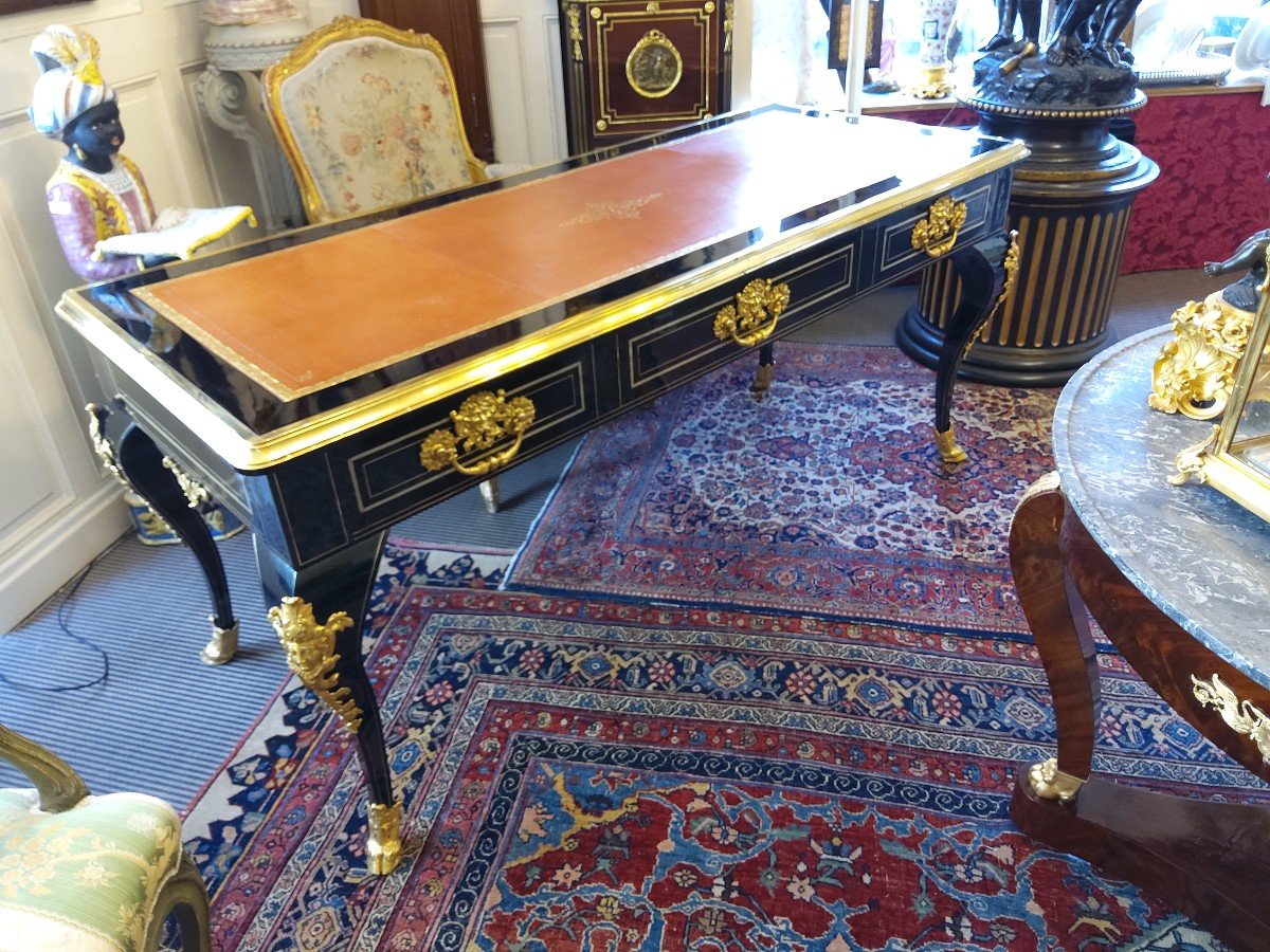 Regency Style Flat Desk In Blackened Wood Napoleon III Period
